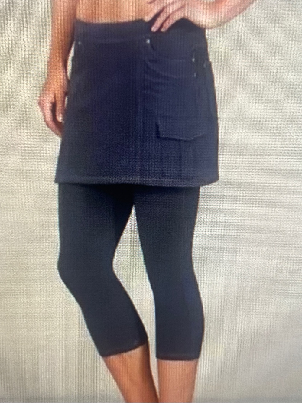 Athleta Bettina cropped skirted leggings size XS blue/black